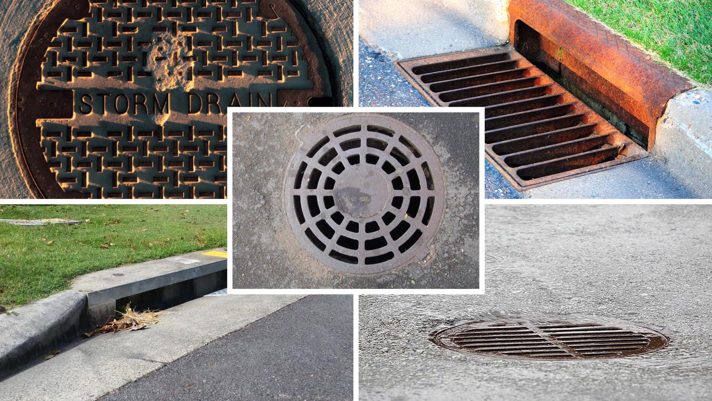 Photos of different types of storm drains