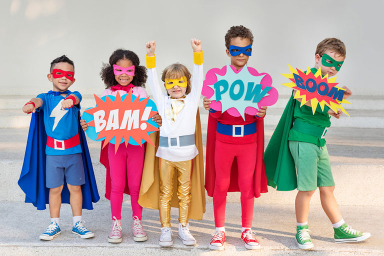 Photo of kids dressed up like superheroes