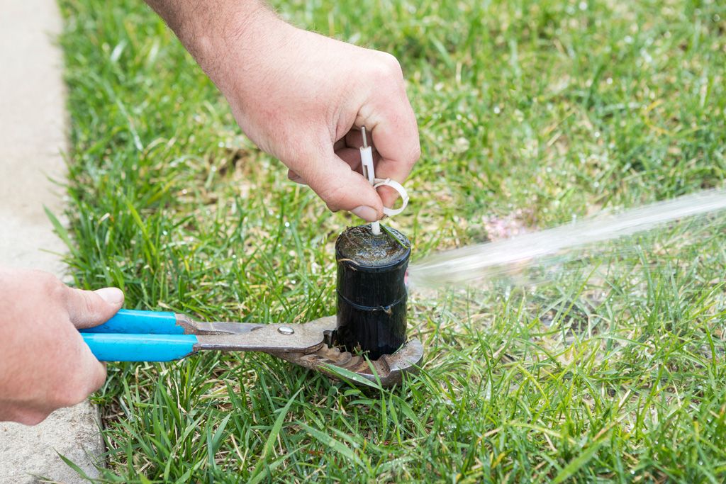 A photo of person repairing sprinklers